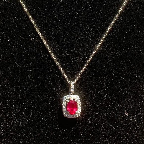 🔥GENUINE RUBY & WHITE SAPPHIRE STERLING NECKLACE - Picture 2 of 9